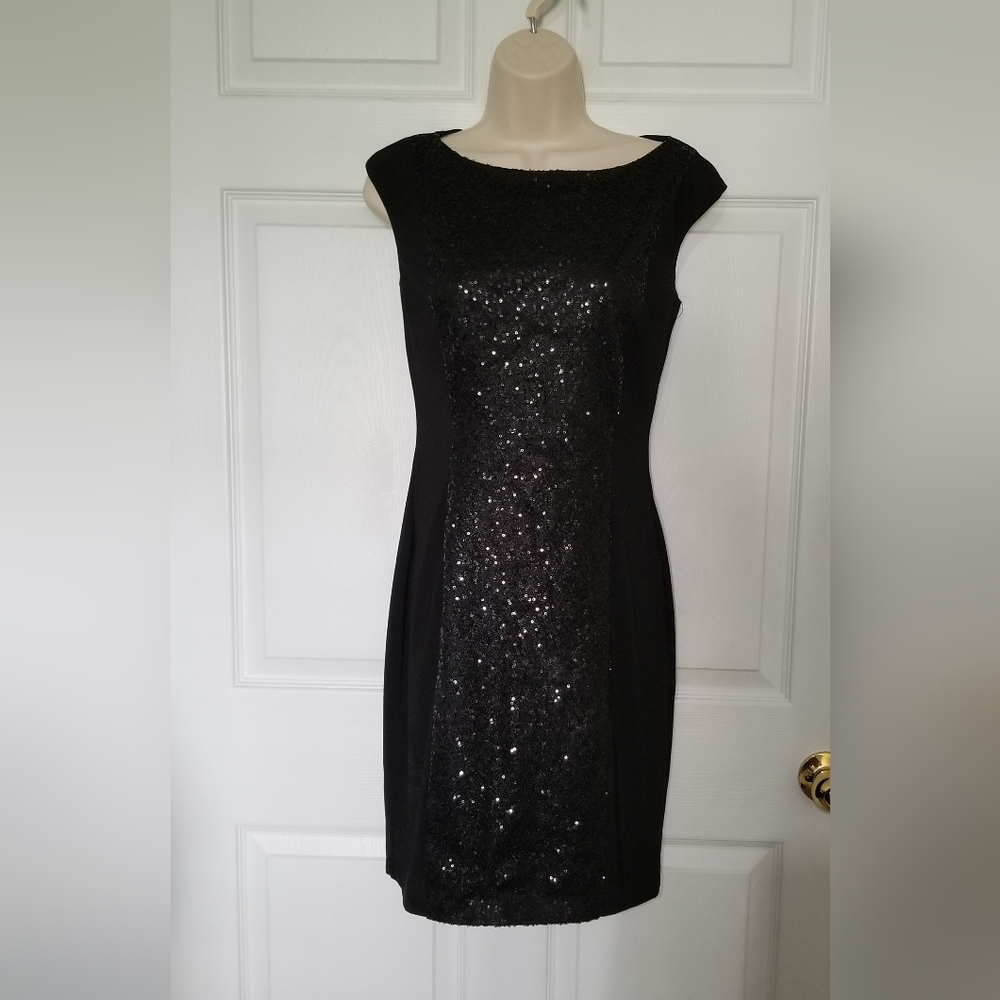 New NWT Black Sequin Sleeveless Cocktail Dress American Living 2 Sexy!